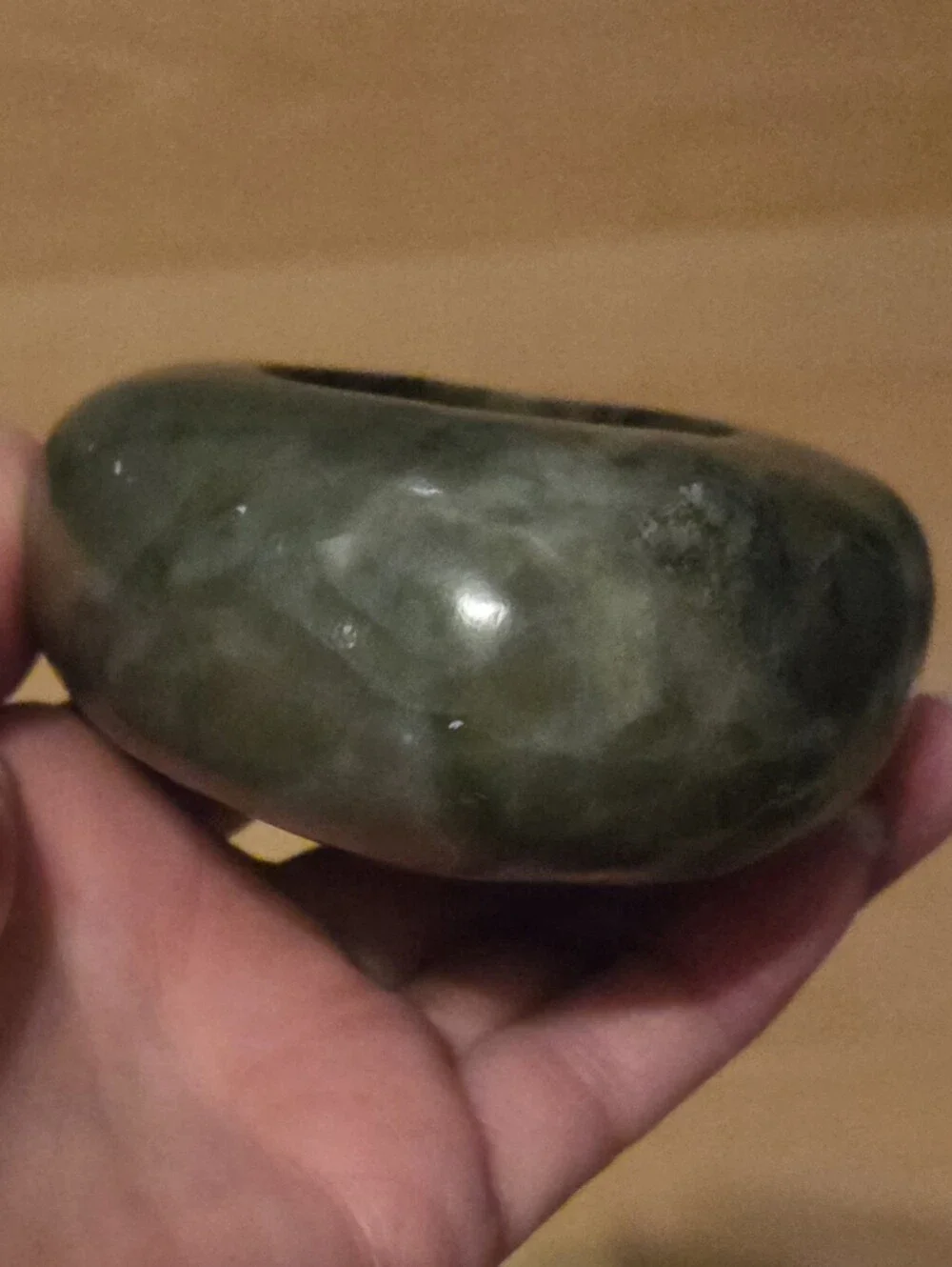 Hand-Carved Green Soapstone Heart Tealight Candle Holder